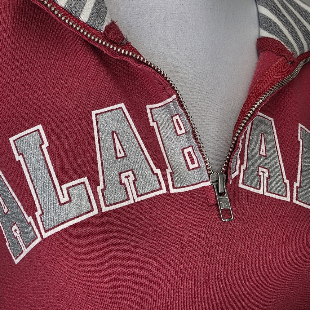 Victoria's Secret PINK Alabama Women's Red Quarter-Zip Sweatshirt Sz XS - Picture 2 of 9